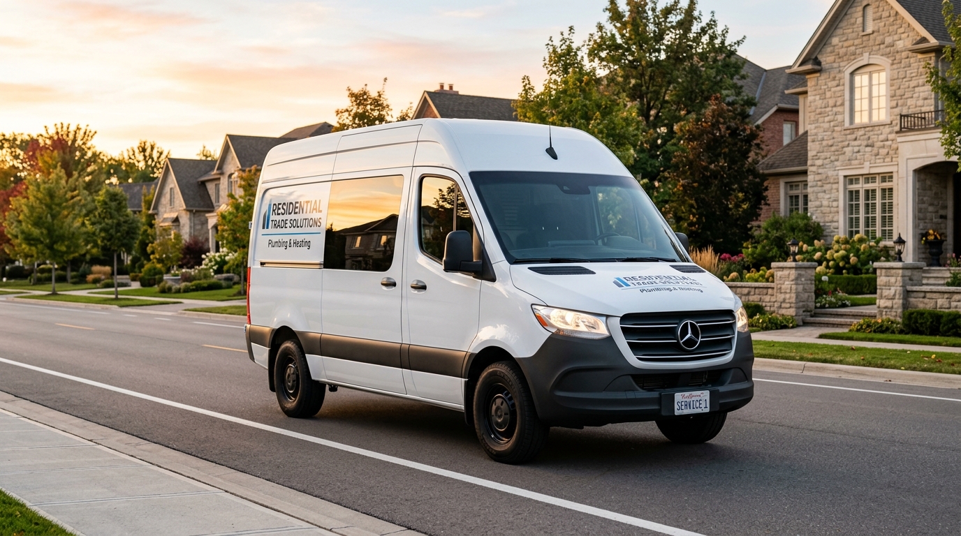 Service van on a residential street